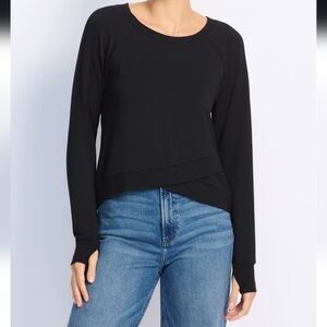 Threads 4 Thought Black Halle Fleece Crossover Hem Sweatshirt
